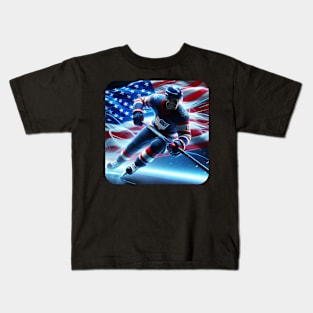 American Man Ice Hockey Player #8 Kids T-Shirt